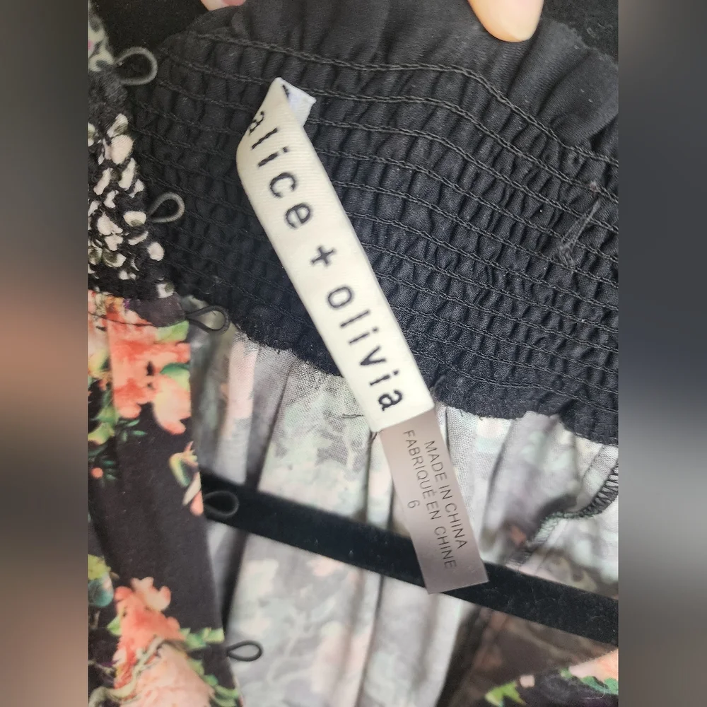 ALICE + OLIVIA ANIS FLORAL MOCK NECK MINI DRESS Sz 6 - Picture 12 of 12